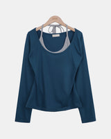 Eve Halter Layered Long-Sleeve T-Shirt