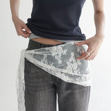[Roizle] Flower Lace See-Through Layered Skirt