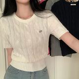 [BELLIDE MADE] ホリンケーブルラウンド半袖ニット