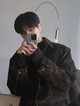 Winter Velvet Denim Western Jacket (2color)