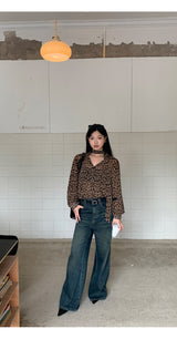 chiffon leopard scarf blouse