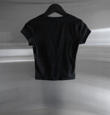 Rail Pintuck Printed Short Sleeve T-shirt