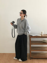 [MADE] Square wide rubber waist long pants
