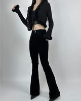 (HIP SHAPING/DATE LOOK) ベルベットストレッチデニムローライズブーツカット