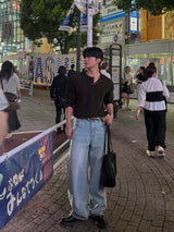 Solt curved denim pants