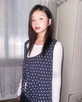 (3color) Dot Shirring Asymmetrical Vest