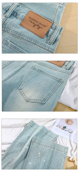 Light Wash Rhinestone Flare Jeans – Relaxed Wide Micro Flare Denim