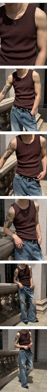 [S/S] High ribbed logo sleeveless(6color)