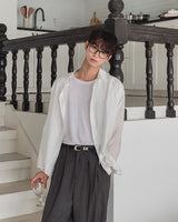 Mirow See-through Basic Long Sleeve Shirt