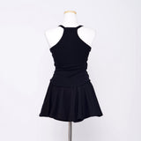 Yeori 3-Piece Set: T-shirt + Sleeveless Bra Top + Elastic Skirt Shorts