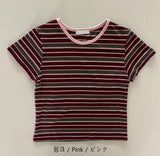 リナストリッピードキャップスリーブショートスリーブTシャツ2 カラーズ