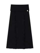 リブド ロング スカート(BLACK)