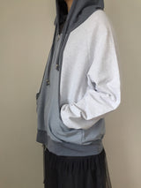 Block Cutout Hoodie Zip-Up