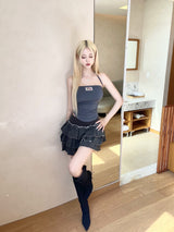 1383. Rose patch cap sleeveless (3color)