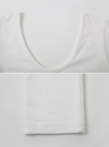 モダルソフトUネッククロップ長袖Tシャツ(3color)