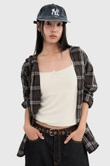 Bear Wrinkle Check Hood Shirt