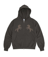horse hood zip up (dark grey)