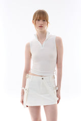 JOSEE HALF ZIP-UP / WHITE