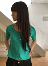 Taeyu Color Button Short Sleeve Tee