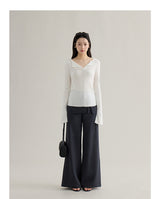 V-neck flared sleeve knit top