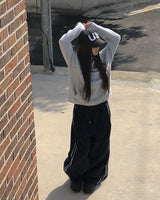 Noni High Neck Contrast Fleece Knit Hoodie T-Shirt