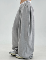 2000 ユニッツソルド❤🥰ファーストショッピング❤ S-XL❤ フリース❤ サイドプリーツワイドバルーントレーニングパンツ