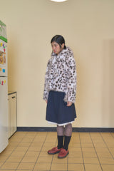 SHAKIRI POMPOM HOOD FUR JACKET (LEOPARD)