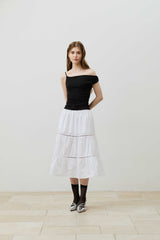 SHERRY UNBALANCE SHIRRLING TOP / BLACK