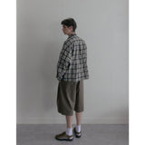 Vintage washing beige check shirts