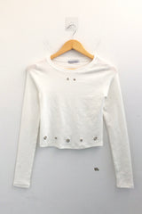 Eyelet Cropped Punching T