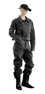 DIAMOND PATCH WASHING BLACK DENIM JACKET