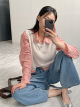 [Unisex] フォミリネンチェックオーバーフィットシャツ