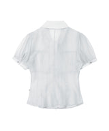 SHIRRING SHEER BLOUSE MISTY BLUE