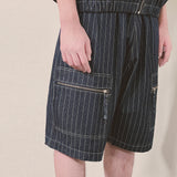 stripe denim shorts_blue