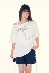 Ribbon unbalanced t-shirt