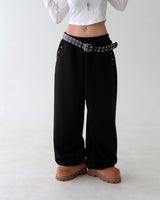 Punching eyelet string wide pants