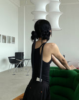 satin strap scrunchie (BLACK)