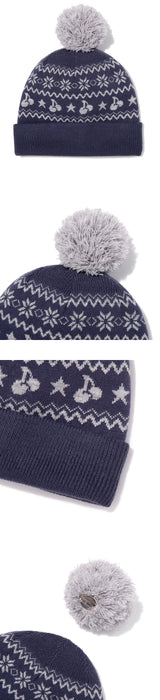 TROLLS JACQUARD ニットポンポンビーニー - NAVY