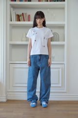 26SS★ Mushroom Stitch Crop Short Sleeve Tee