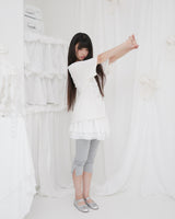 TEA DIARY V-NECK TOP / WHITE