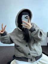 TERRY SHEEP🐑☁🤎HOODIE CARDIGAN JACKET 🤎💛🖤3COLOR