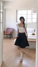 [ md pick ] dieet lace & frill white top