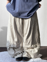 Low Button Pig Light Belted Wide Long Pants 3 Colors 