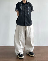 Herringbone Pintuck Balloon Pants