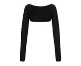 [mnem] Pure Bolero Fur Cardigan (black)