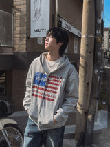 アメリカ クロップ フード付き ジップアップ