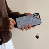 HEART LEOPARD GLASS BUMPER CASE (BLUE / CASE ONLY))
