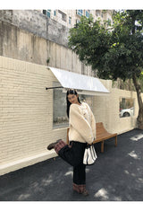 wool kitsch button round fur jacket
