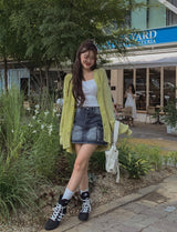 Yoni cargo denim mini skirt