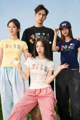 3D ヤーンフラワールーズTシャツ - フィーメイル